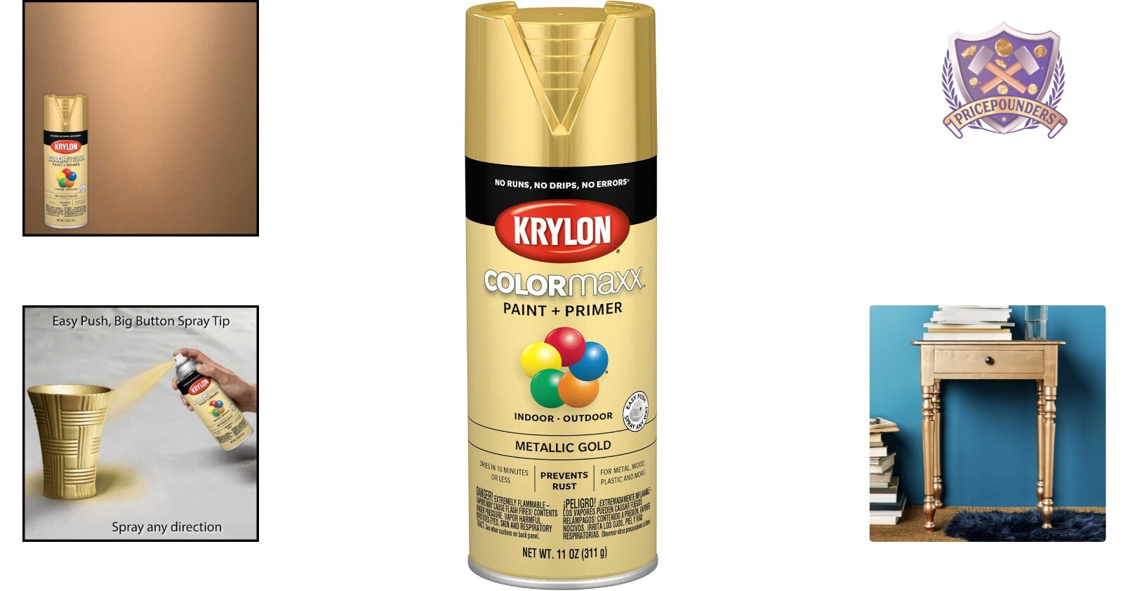 Rust Resistant 12 oz Metallic Gold Acrylic Spray Paint for Indoor/Outdoor Use