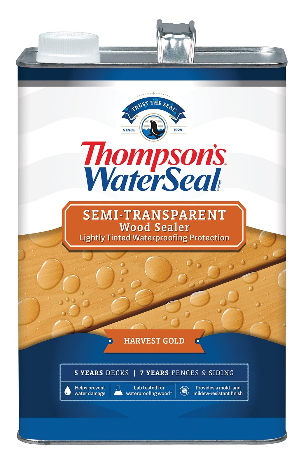 Thompson’s WaterSeal Semi-Transparent Waterproofing Wood Stain and Sealer, Harv