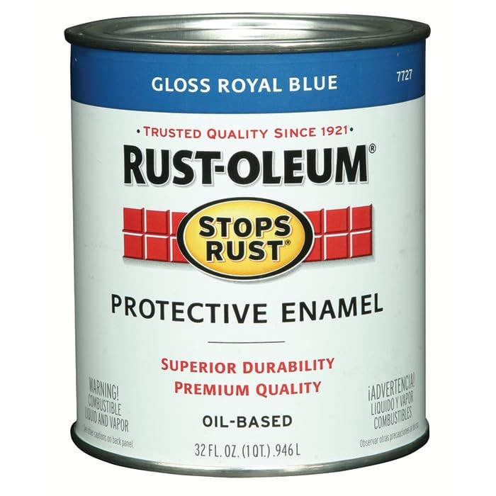 Rust-Oleum 7727502-2PK Stops Rust Brush On Paint, Quart, Gloss Royal Blue, 2 …