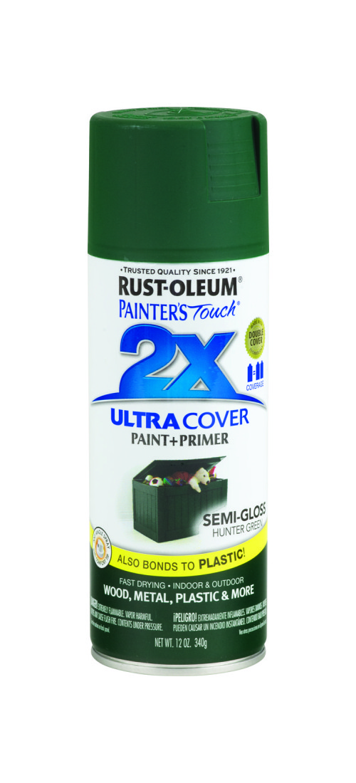 PAINTER’S Touch Semi-Gloss Spray Paint, Semi-Gloss, Hunter Green, 12 oz, Aerosol