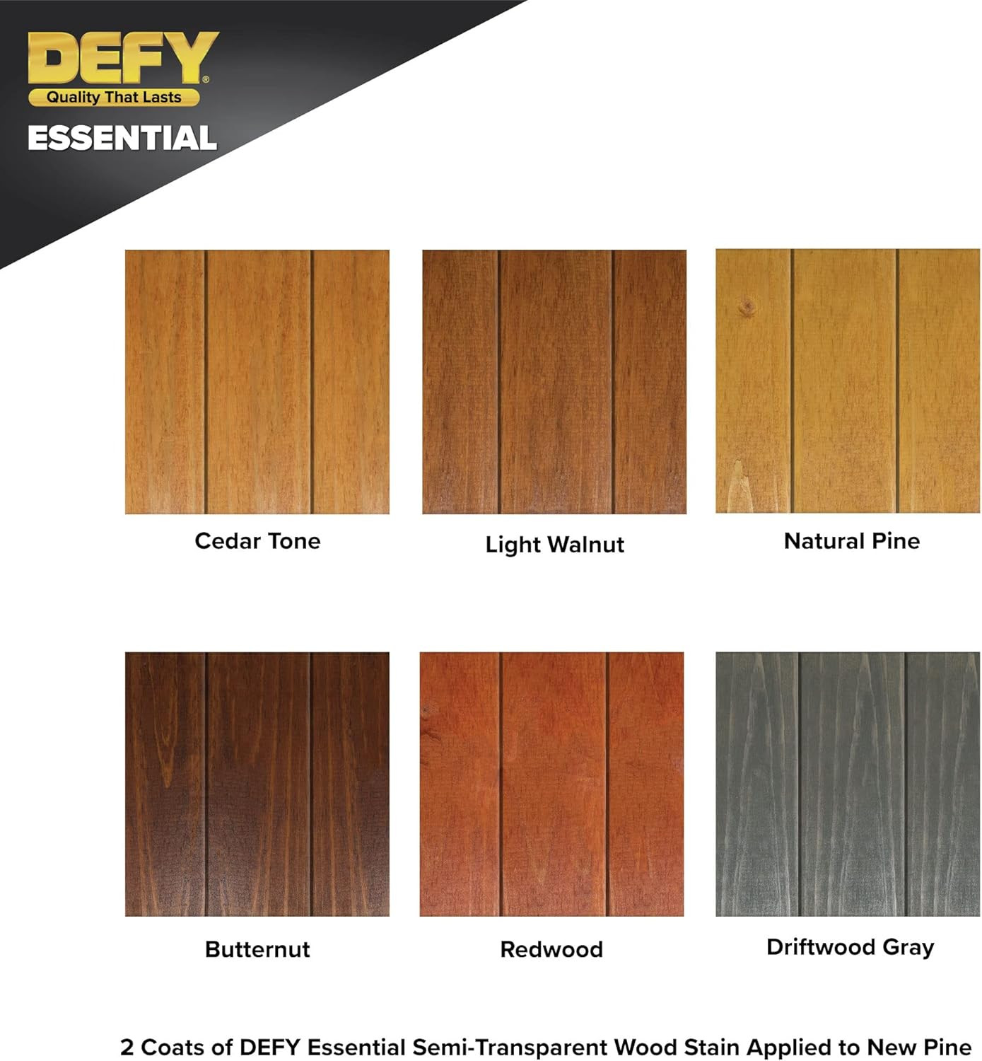 DEFY Essential Semi-Transparent Outdoor Wood Stain and Sealer in One, 1 Gallon,