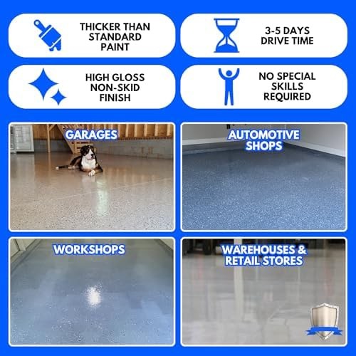 ArmorPoxy Garage Epoxy Floor Kit – 100% Solids – 2 Part Industrial-Grade Coat…