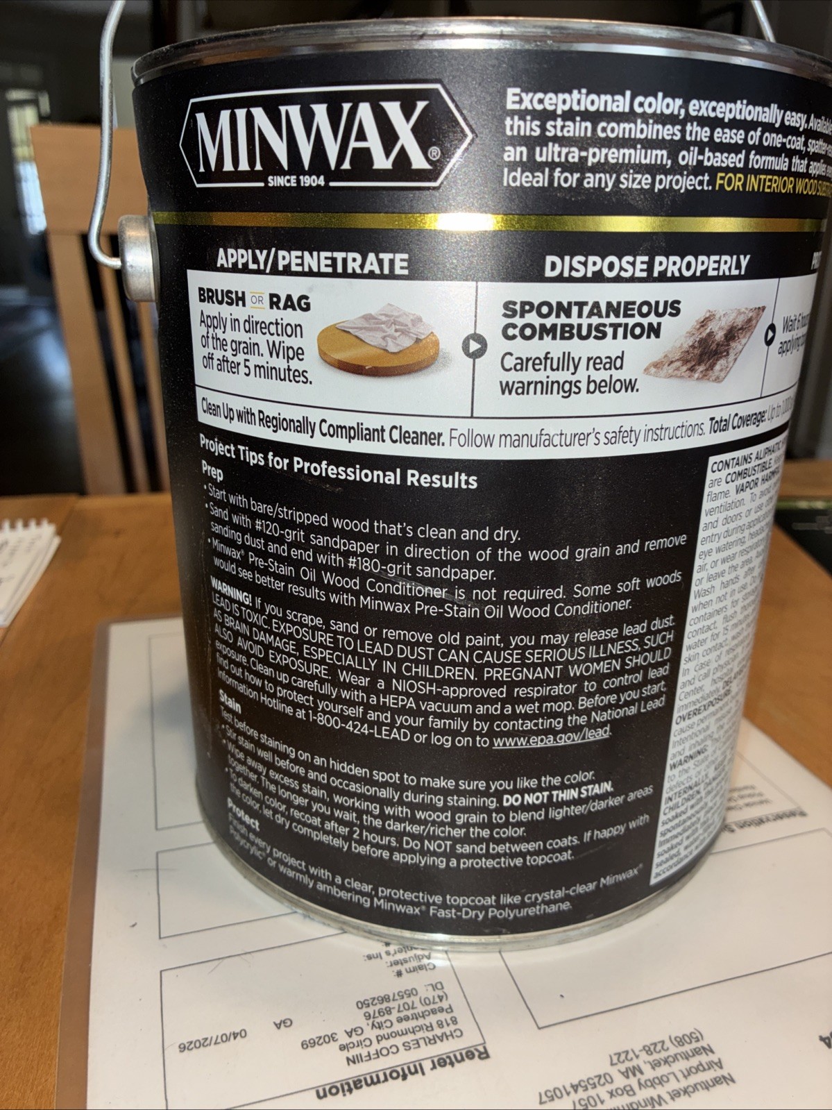 Minwax® Wood Finish® Color Series Red Oak MW215 Tint Base Wood Stain 116 Fl Oz