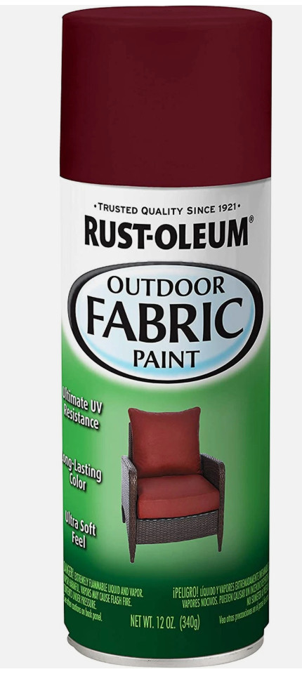 Rust-Oleum Outdoor Fabric Spray Paint, UV & Weather Resistant, 12oz Dark Red