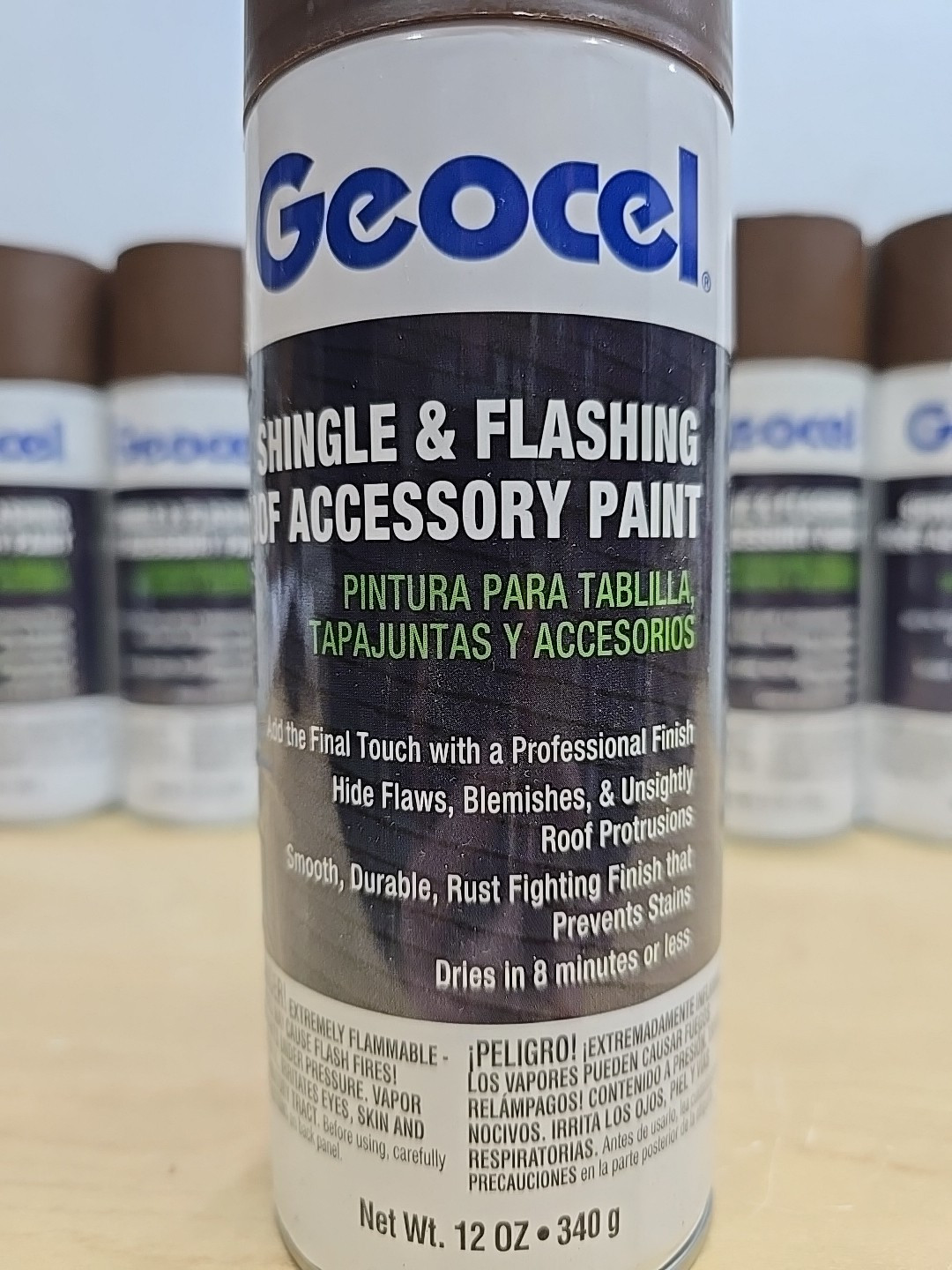 6 cans Geocel GC91104-6X Shingle & Flashing Roof Accessory Paint 12 Ounce Brown