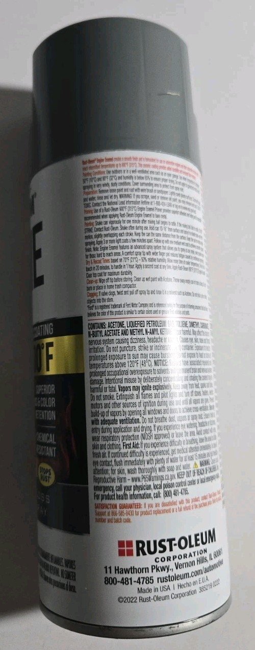2 Rust-Oleum 366435 Automotive 600 Deg F Engine Enamel Spray Gloss Gray, 11oz