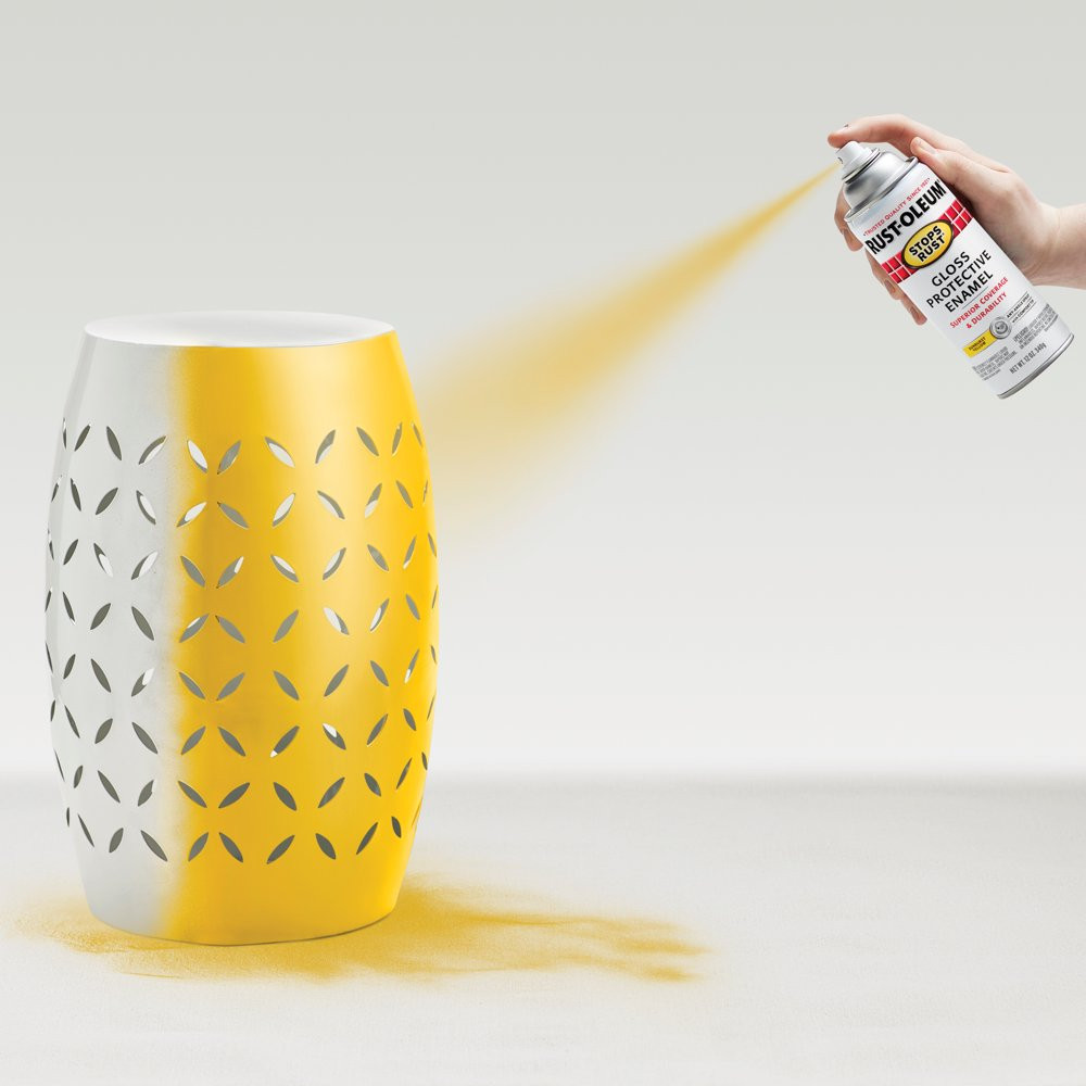 Multi-Surfaces Stops Rust Gloss Protective Enamel Yellow Spray Paint 12 Oz