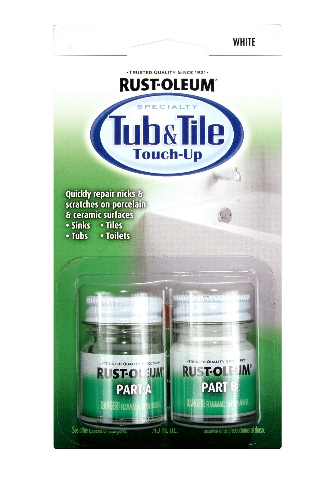Rust-Oleum Tub & Tile Paint 244166 Specialty Kit Touch Up White 2 Piece Set