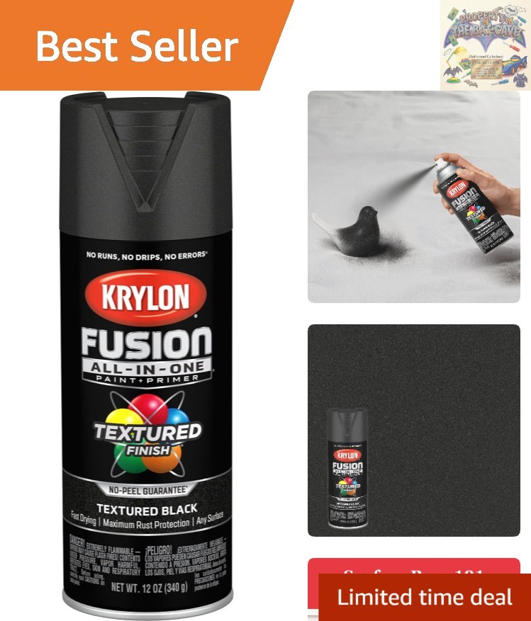 Fusion All-In-One Fast-Drying Adhesive Spray Paint – 12 oz Black, Indoor/Outdoor