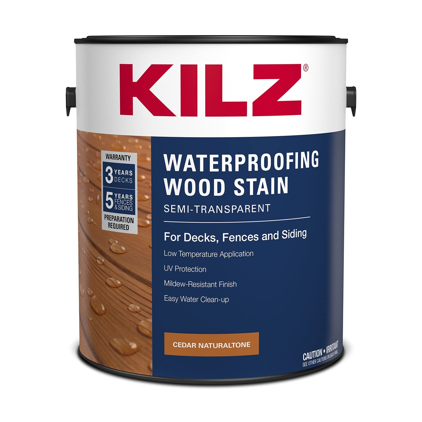 KILZ Waterproofing Wood Stain, Exterior, SemiTransparent, Cedar, 1 Gallon