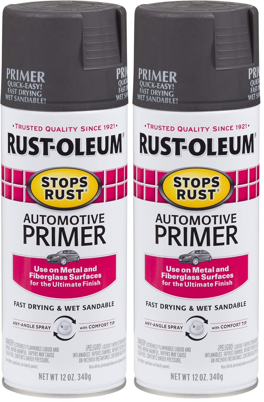 Rust-Oleum 2089830 Stops Rust Automotive 12 Ounce (Pack of 2), Flat Dark Gray