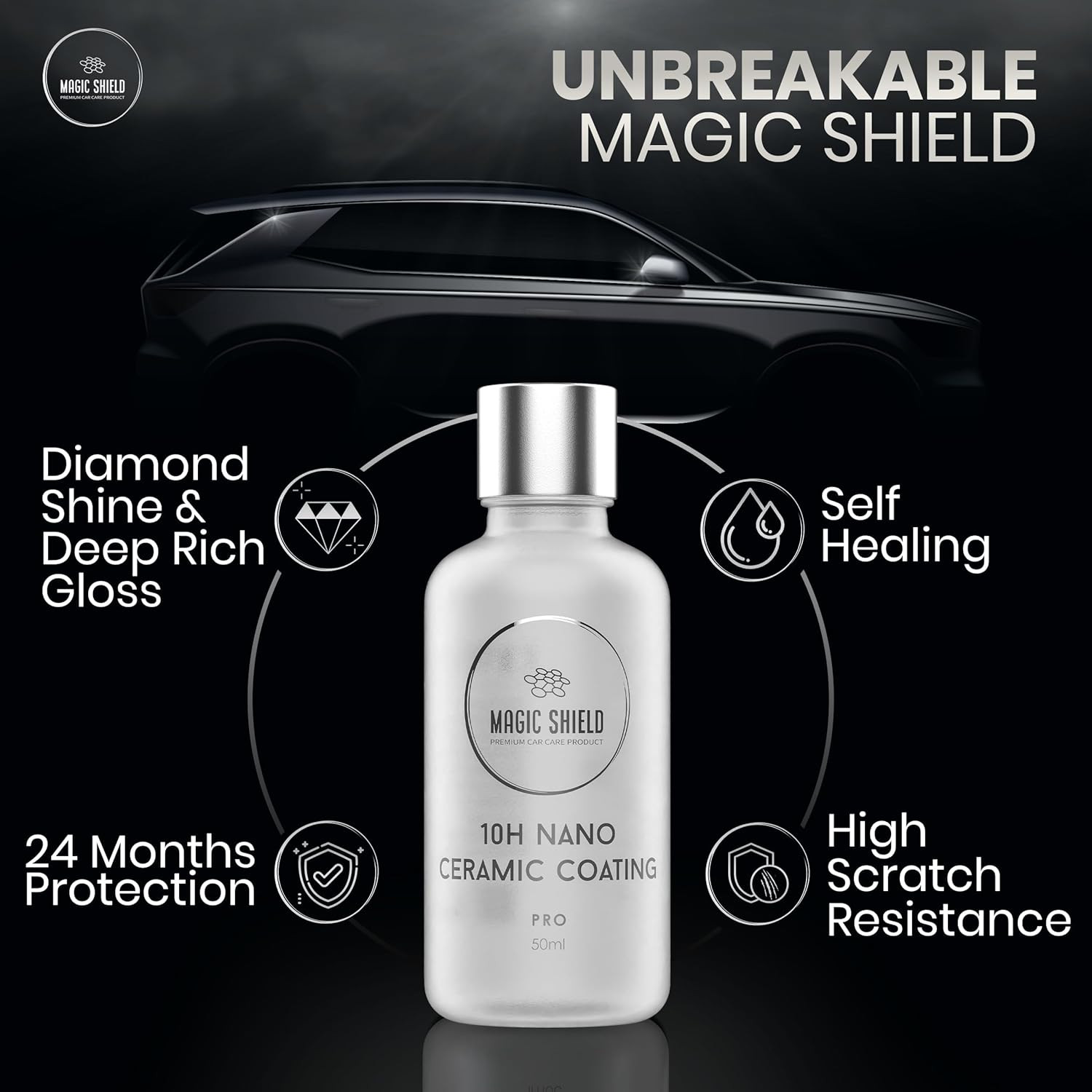 Ceramic Coating PRO 10H – Self-Healing | Long Lasting for 2 Cars+ | Advanced Sio