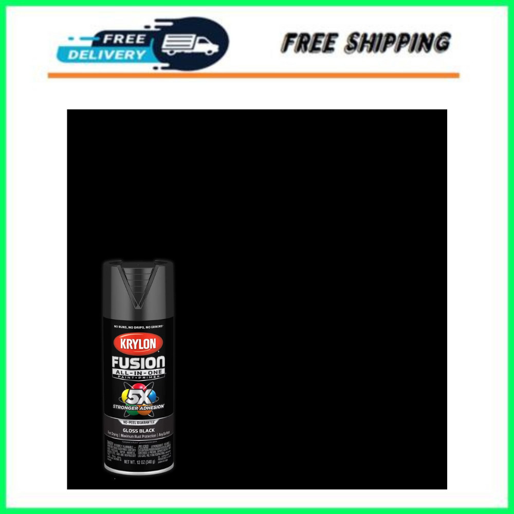 Krylon Fusion All-In-One Black Gloss 12 oz Spray Paint, Multi-Surface NEW