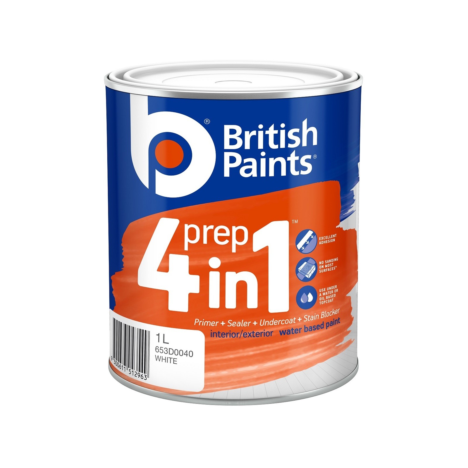 British Paints 1L White Water Based 4 In 1 Prep Primer Sealer Undercoat