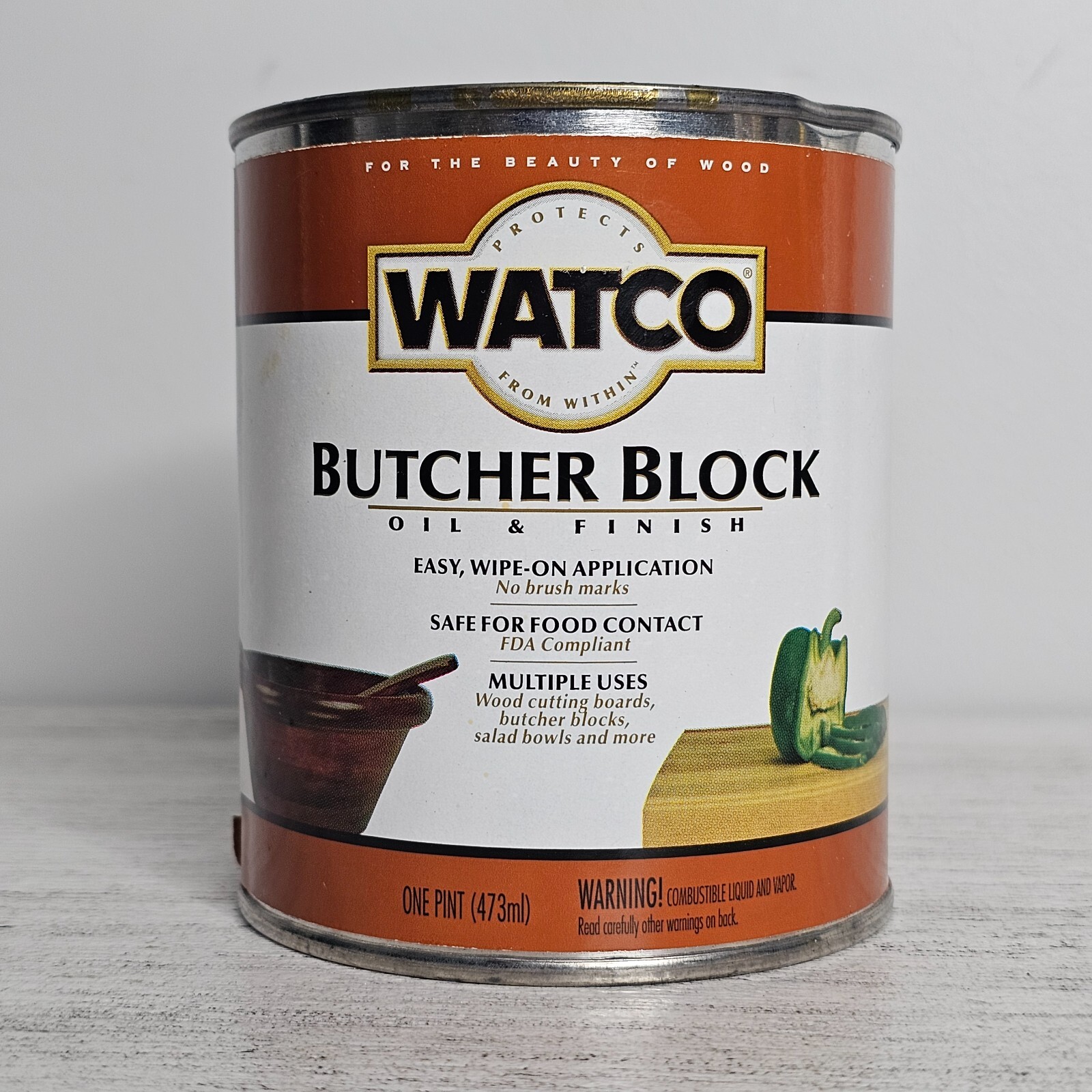 WATCO Butcher Block Oil & Finish Clear Finish Easy Wipe-On – 1 Pint – 80% FULL