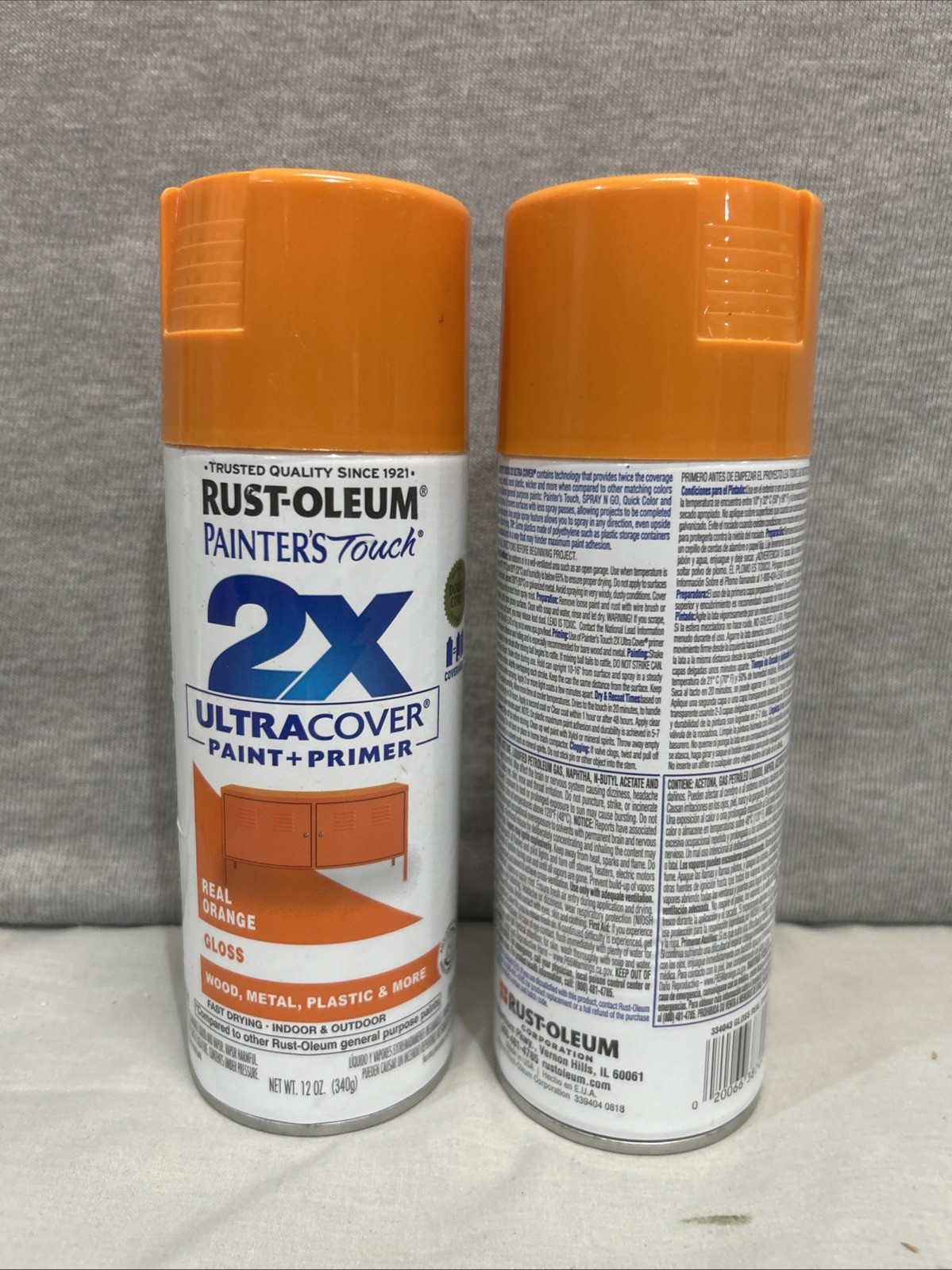 Rust-Oleum 334043 General Purpose Spray Paint, Real Orange, Gloss, Solvent 2 Pac