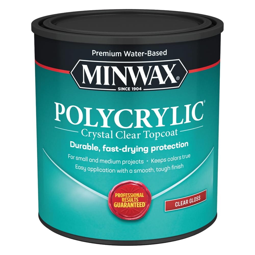 Minwax 65555 Clear Polycrylic Water-Based Protective Finish Gloss Quart 1