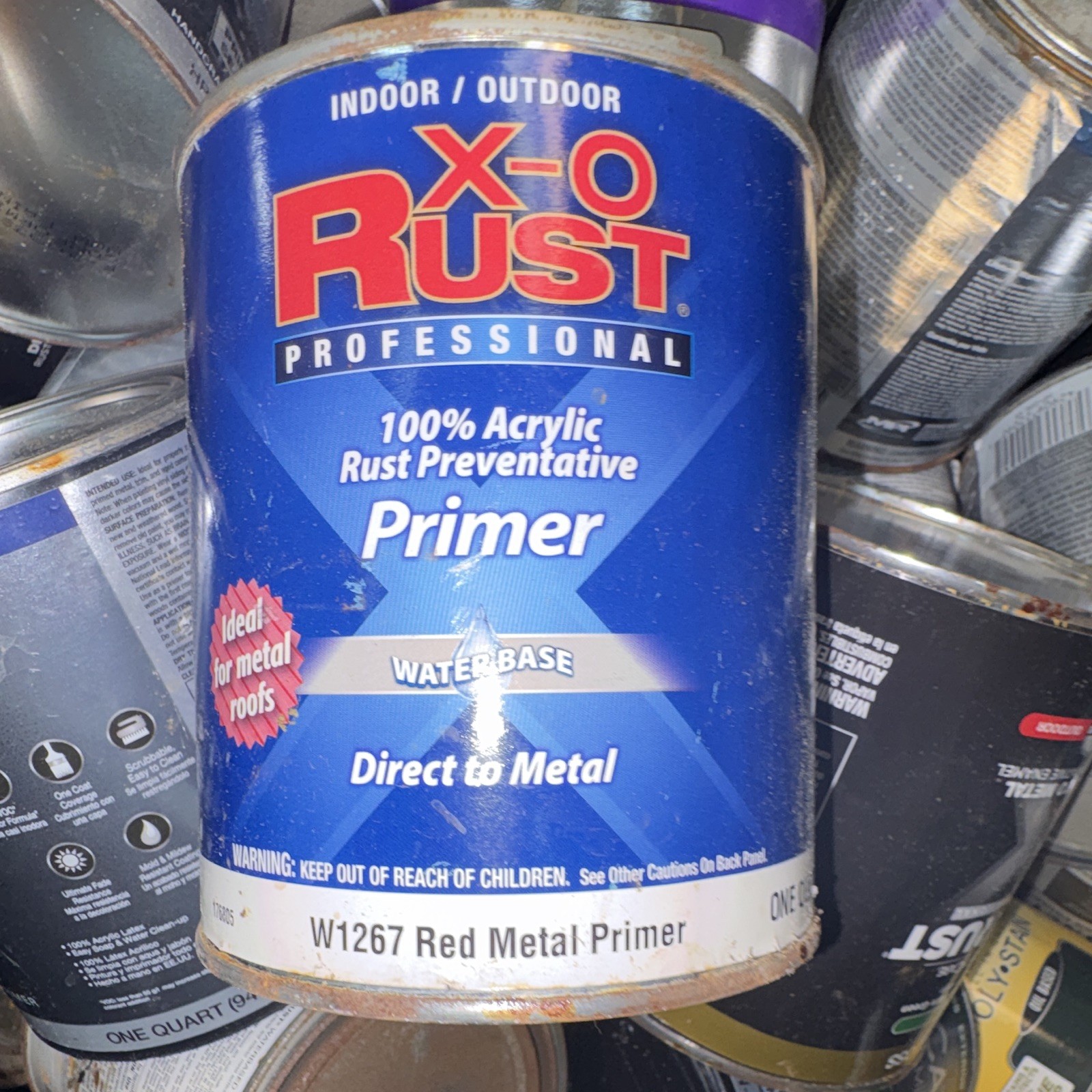 X-O Rust Acrylic Rust Resistant Primer Water-Based DTM Red Matte 1 Qt W1267