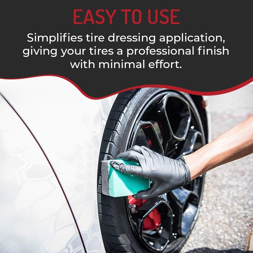 Hi-Tech Tire Dressing Applicator 12 Pack – Durable and Reusable, Green, Black