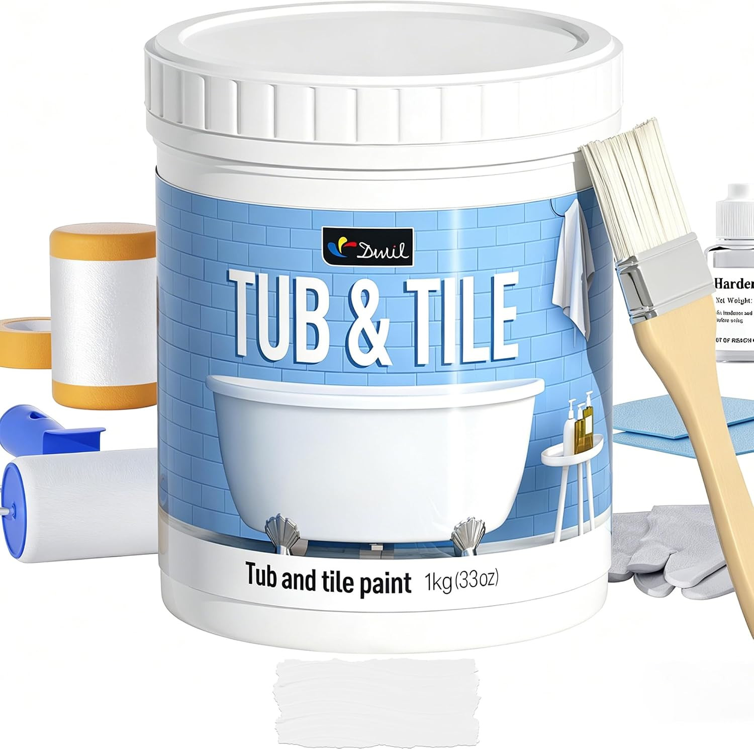 DWIL Tub Paint, Tub and Tile Refinishing Kit 33Oz with Tools, Tile Refinishing K