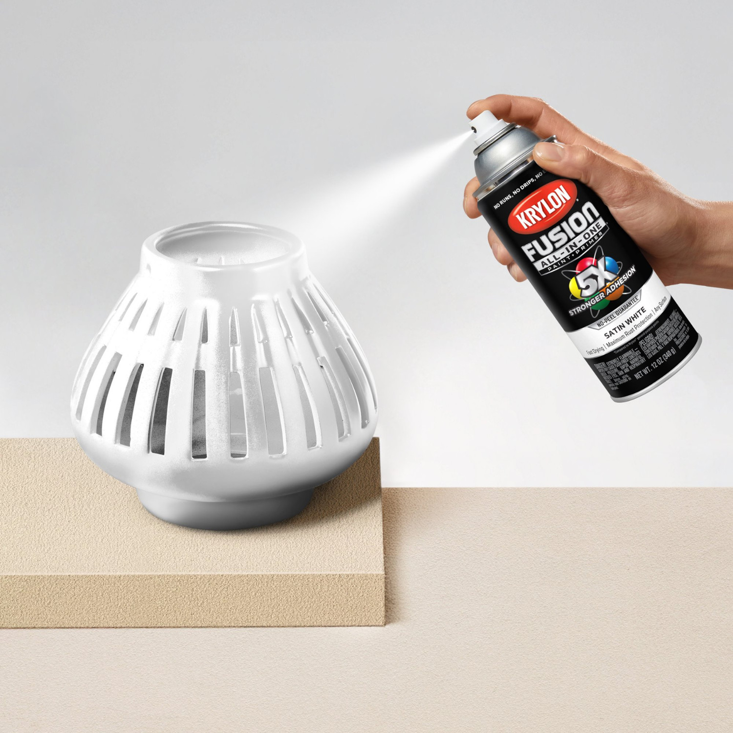 Krylon Fusion All-In-One, Satin, White, 12 oz, 6 PACK