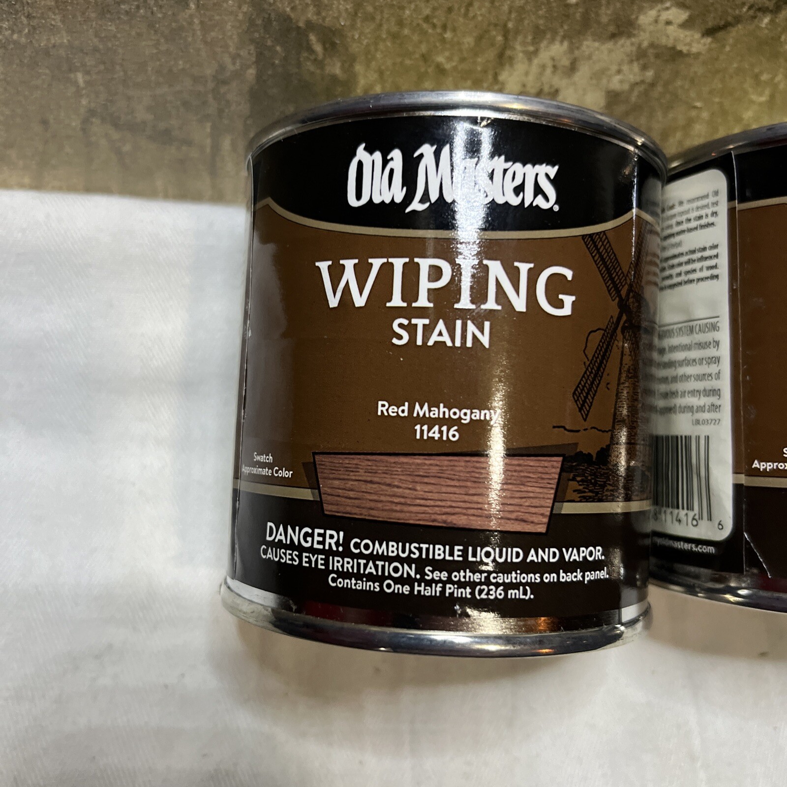 Lot Of 2 Old Masters 11416 Oil Based Wiping Stain, 0.5 pt Can, Red Mahogany
