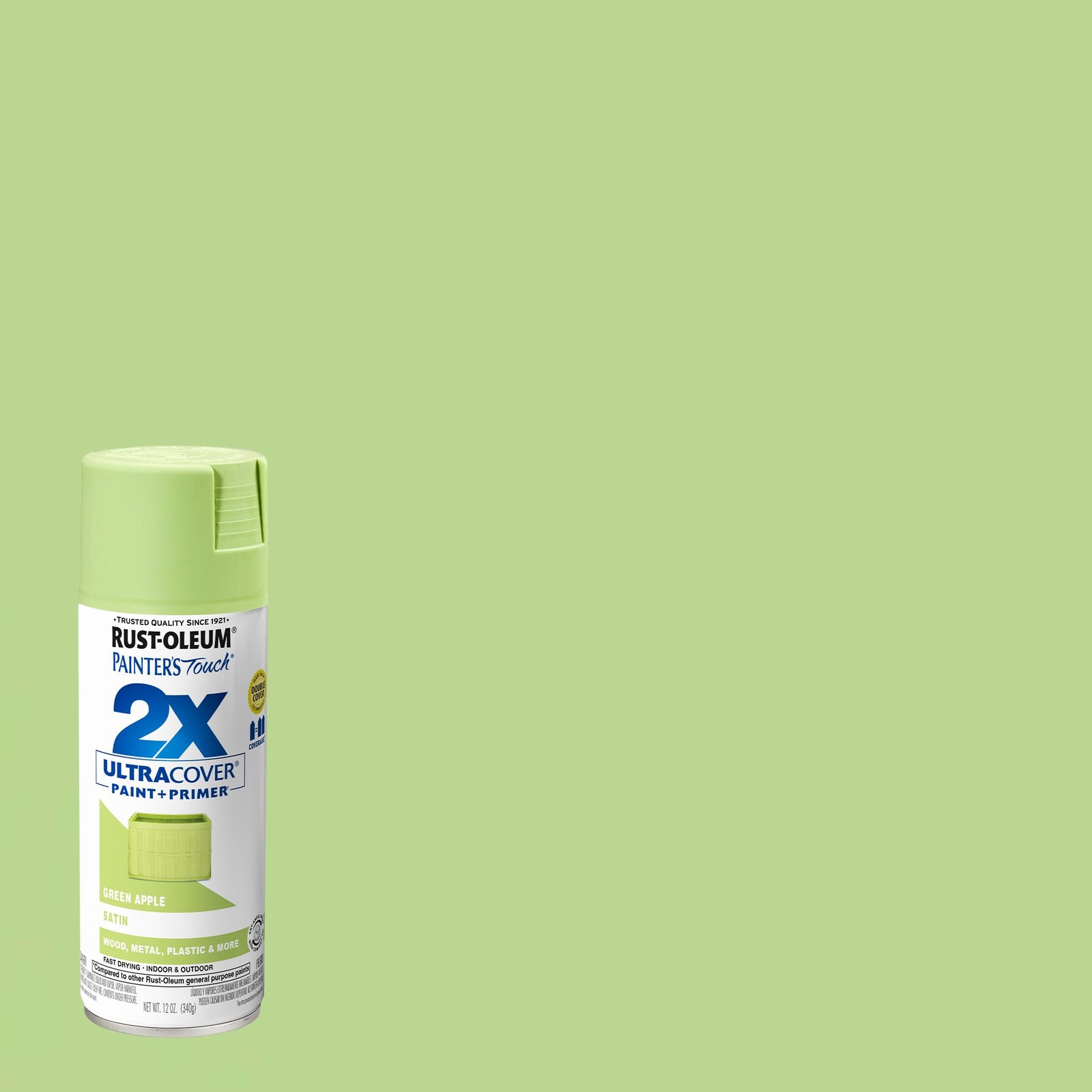 Painter’s Touch 2X Ultra Cover Satin Green Apple Spray Paint 12 Ounce