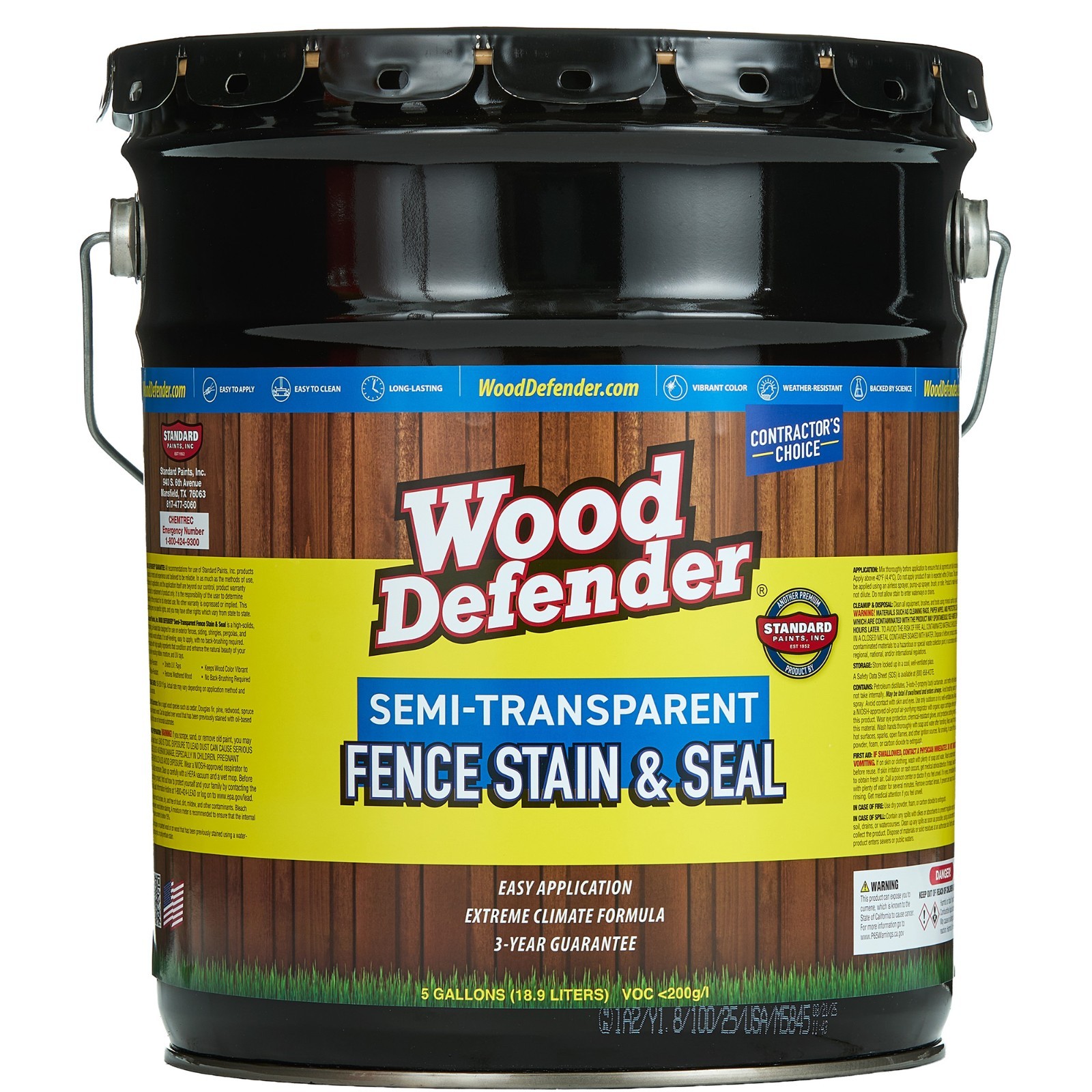 Wood Defender Semi-Transparent Fence Stain BLACK 5-gallon