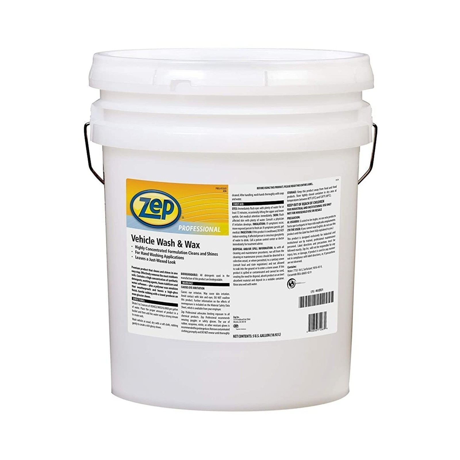Vehicle Wash and Wax – Zep, 5 Gallon, Leaves Waxed Shiny Surface
