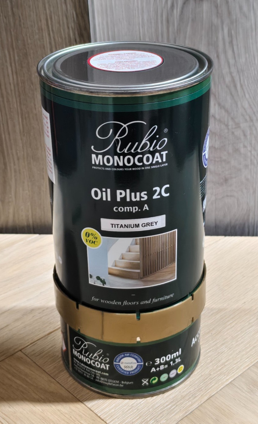 Rubio Monocoat Wood Stain/Finish 650 ft²/1.3 L Titanium Grey Oil Plus 2C +Part B