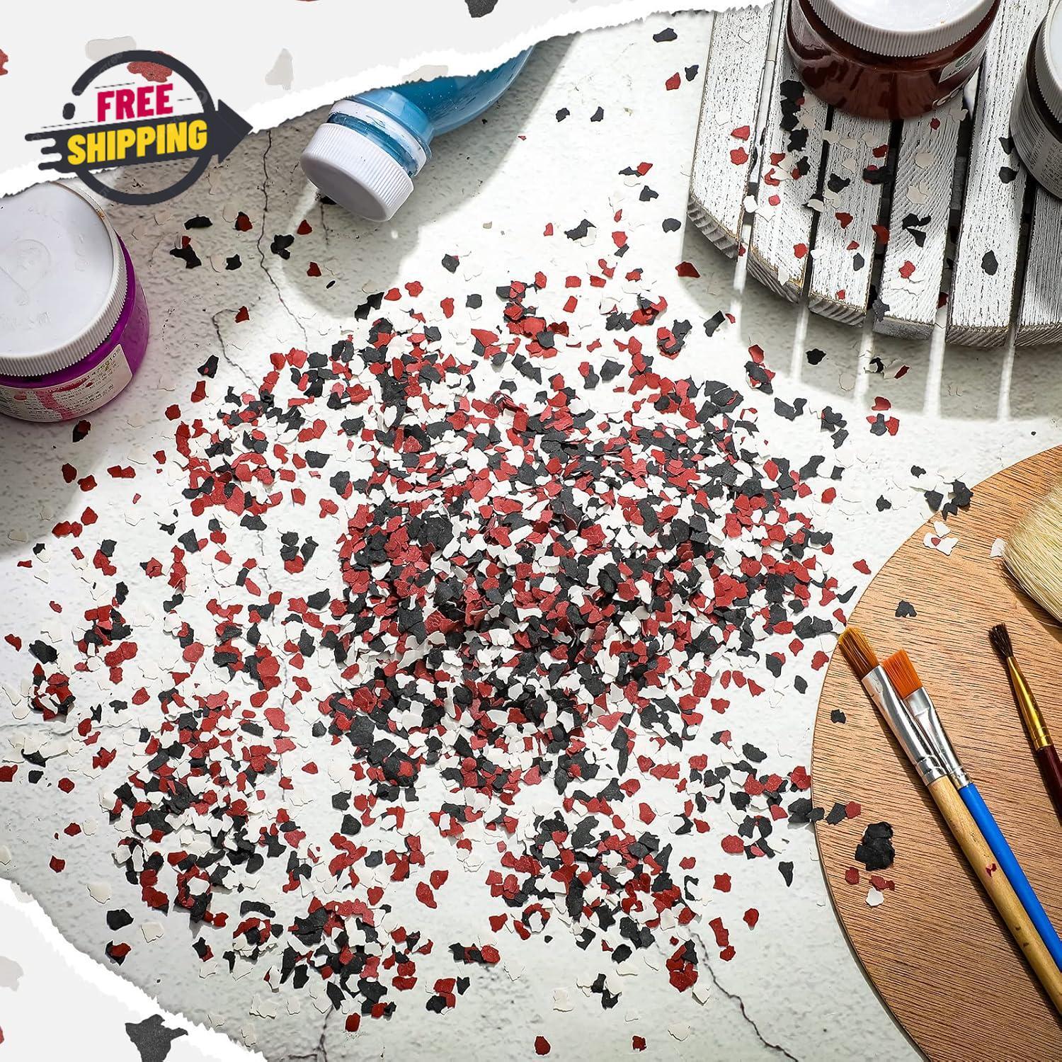 Decorative Color Chips Epoxy Flakes 3-5 Mm Red Black White 350g Blend Floor
