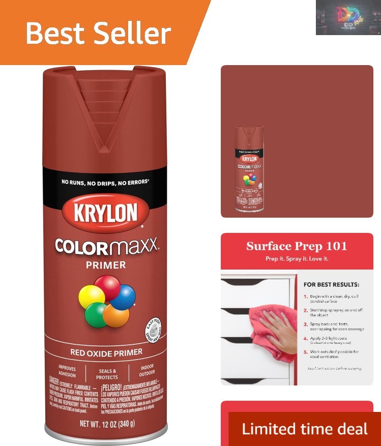 Fast-Drying ColorMaxx Red Oxide Primer Spray 12 Oz – Perfect for Crafts & DIY