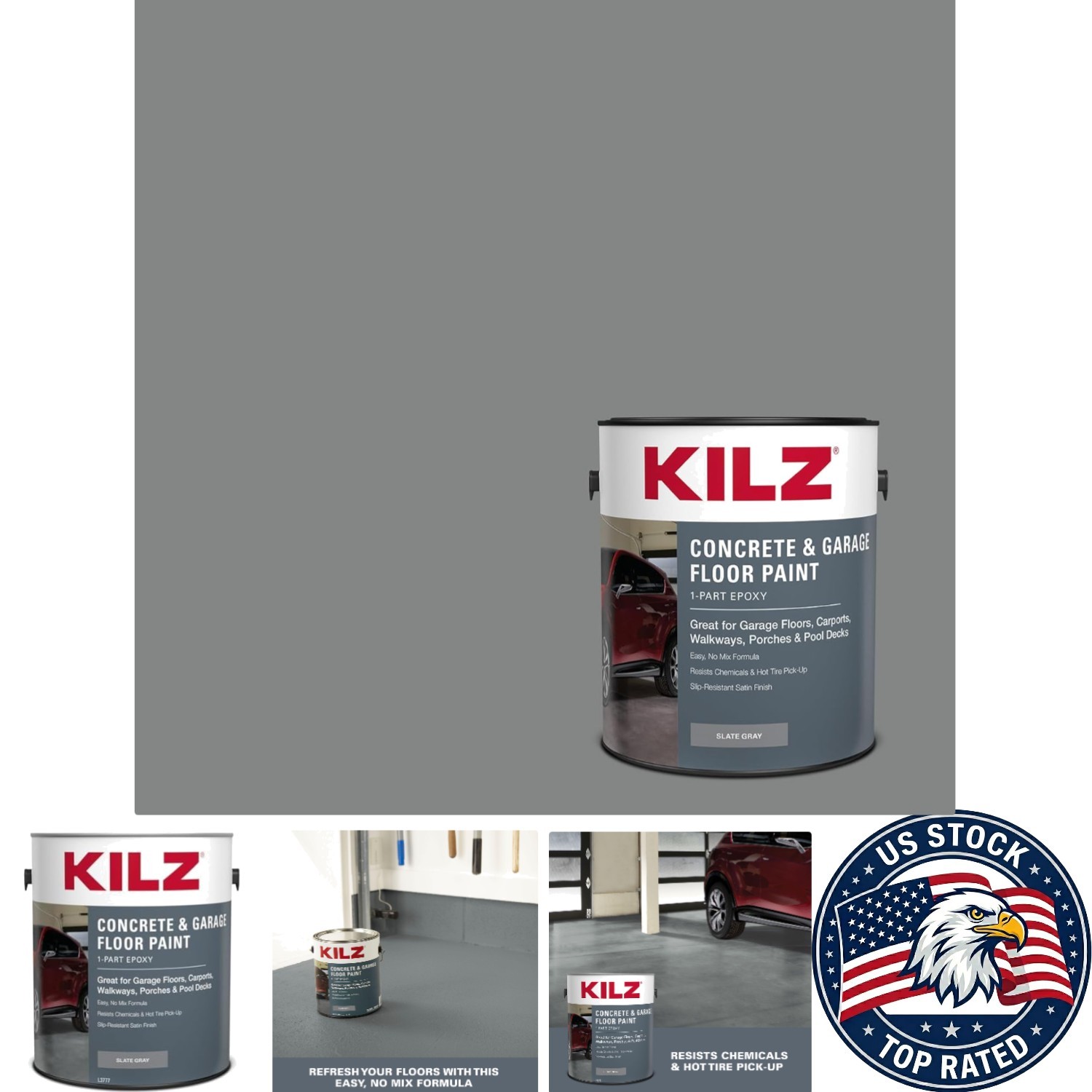 Versatile 1 Gallon Epoxy Concrete & Garage Floor Paint – Sleek Slate Gray Finish