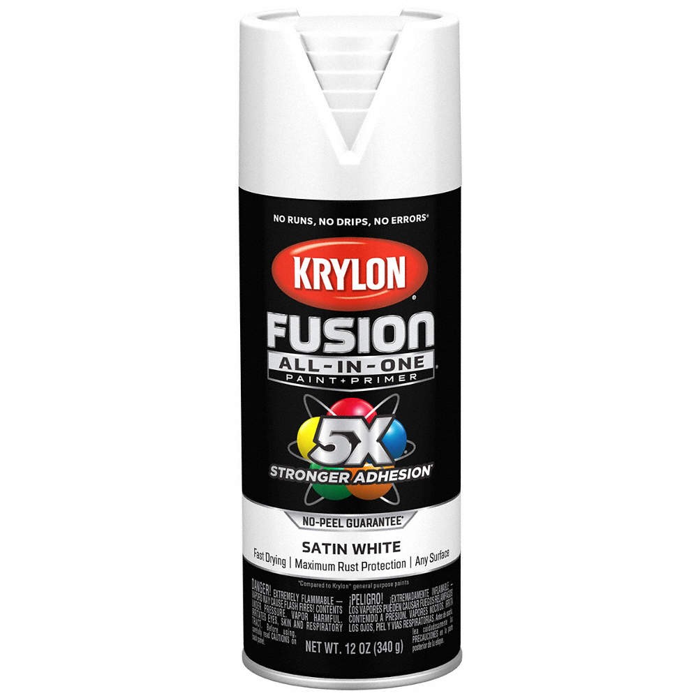KRYLON K02753007 Spray Paint,White,Satin,12 oz. 55EG80
