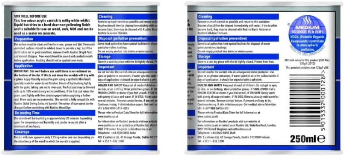 Satin Clear Quick Dry Varnish 250ml – Professional Quality for Interior Woodwork