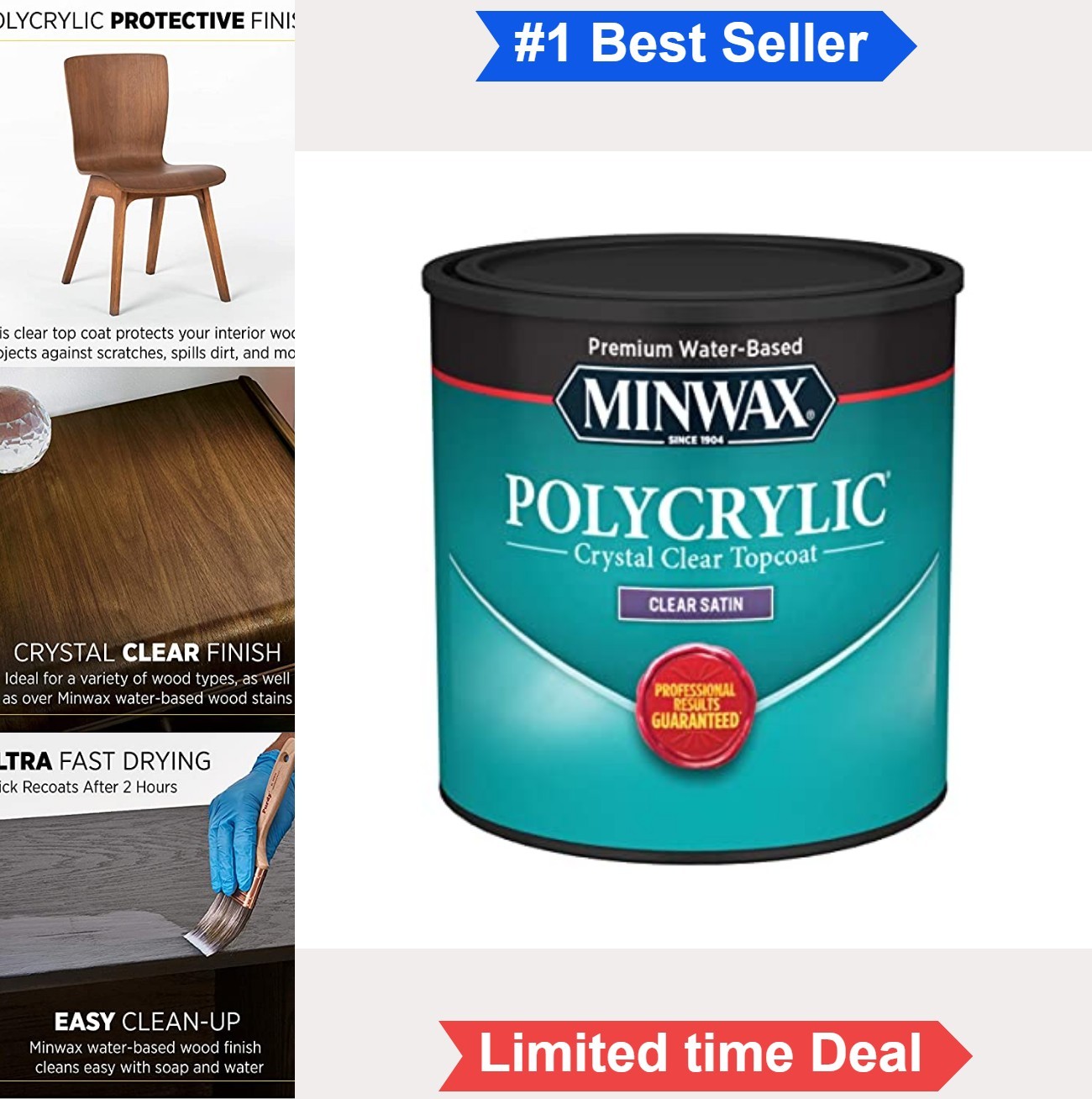 Polycrylic Protective Wood Finish Clear Satin Fast Drying Interior Furniture