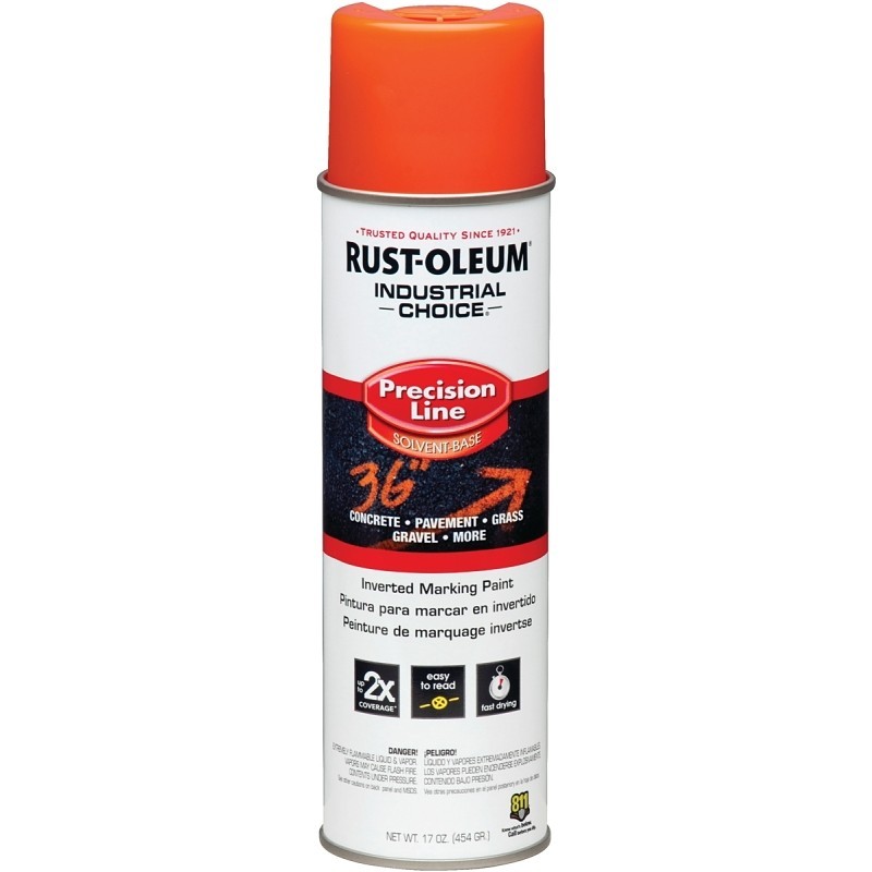 Rust-Oleum 203026 Inverted Marking Spray Paint, Semi-Gloss, Alert Orange, 17 oz,