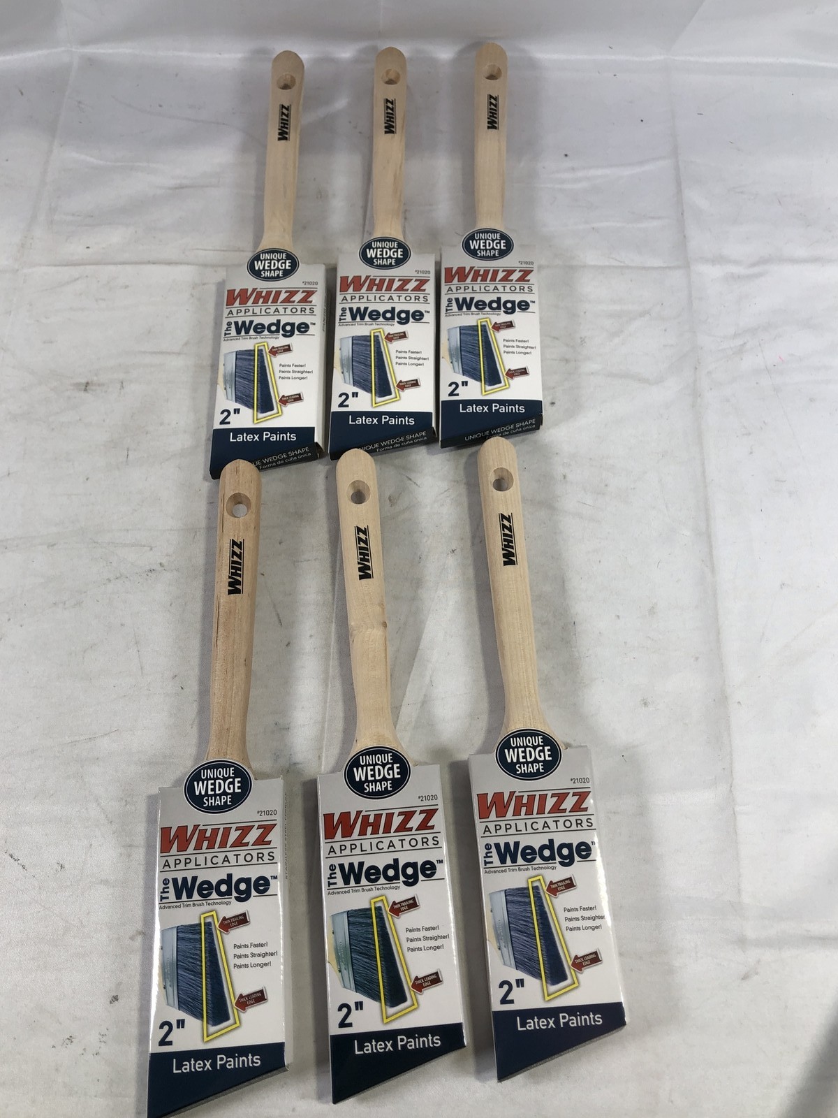 WHIZZ The Wedge Paint Brushes 2″ Latex Unique Wedge Shape 6 Pack