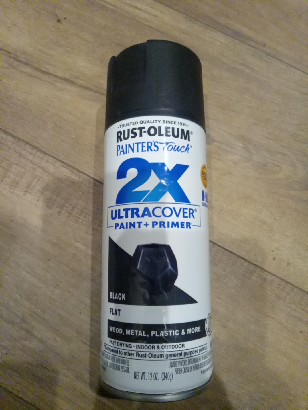 Rust-Oleum 334020 Painter’s Touch 2X Ultra Cover Spray Paint, 12 oz, Flat Black
