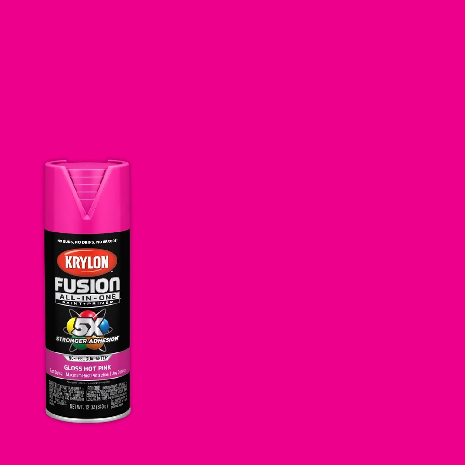 Fusion All-In-One Adhesive Spray Paint 12 oz – Gloss Hot Pink, Indoor/Outdoor