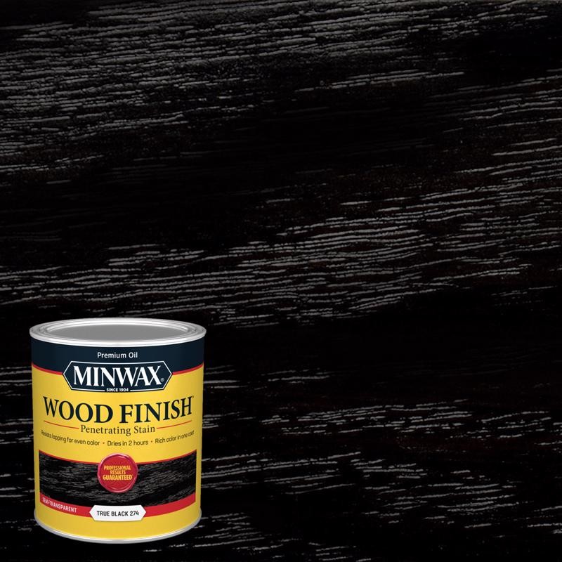 Minwax Semi-Transparent True Black Low VOC g/L Oil-Based Wood Stain 1 qt. for In