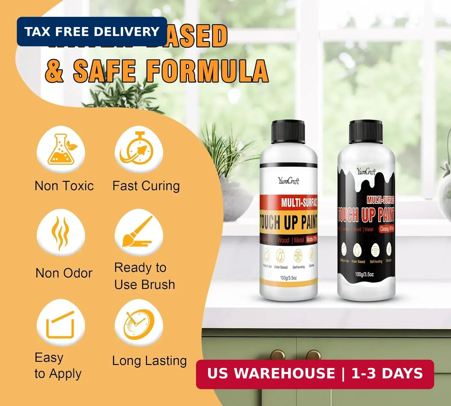 Touch Up Paint, 7oz White Wall Paints – Upgraded Matte & Gloss Multi Surface Tou