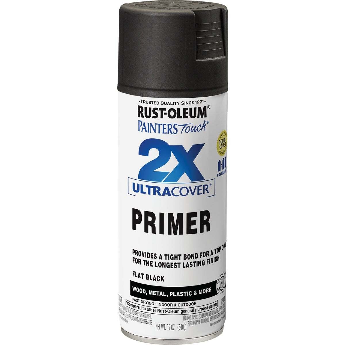 Rust-Oleum 249846 PAINTER’S Touch Spray Primer, Flat, Black, 12 oz, Aerosol Can