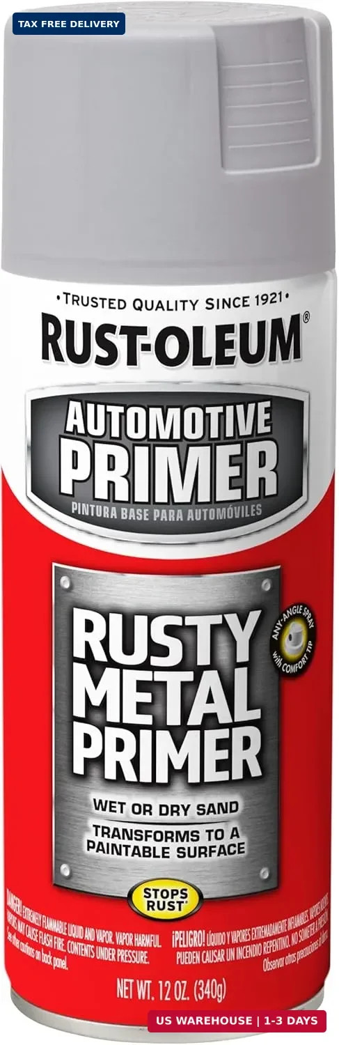 249331 Automotive Rusty Metal Primer Spray Paint, 12 oz., Light Gray