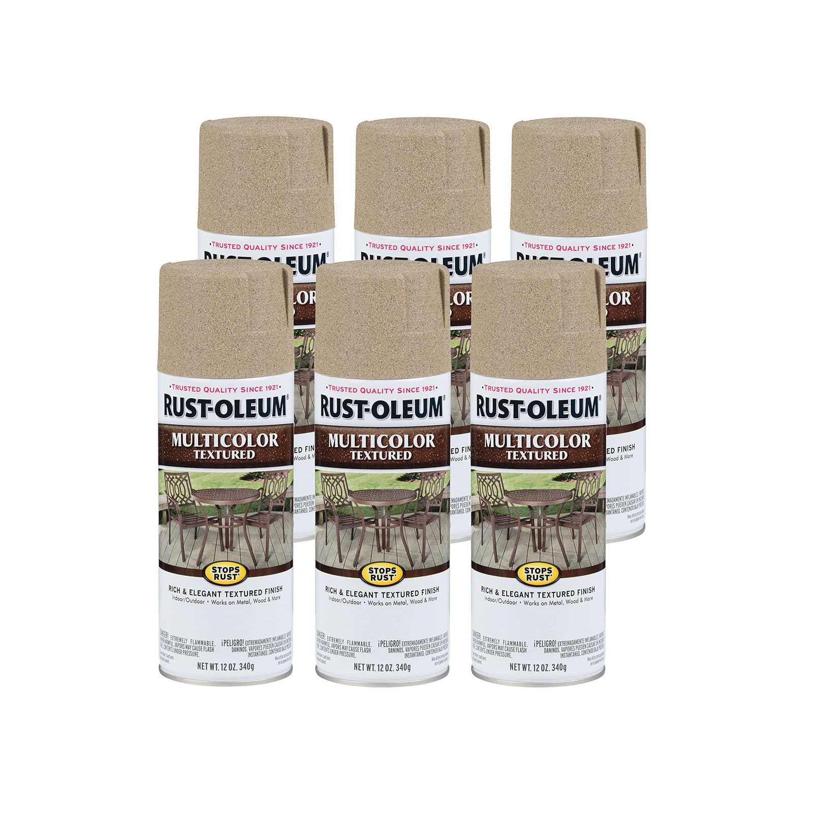 Rust Oleum Stops Rust Textured Spray Paint 12Oz Pack Of 6 Beige Durable Finish