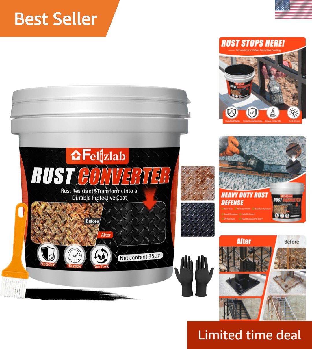 2-in-1 Rust Converter & Metal Primer, 35 Floz Automotive Rust Remover Paint f…