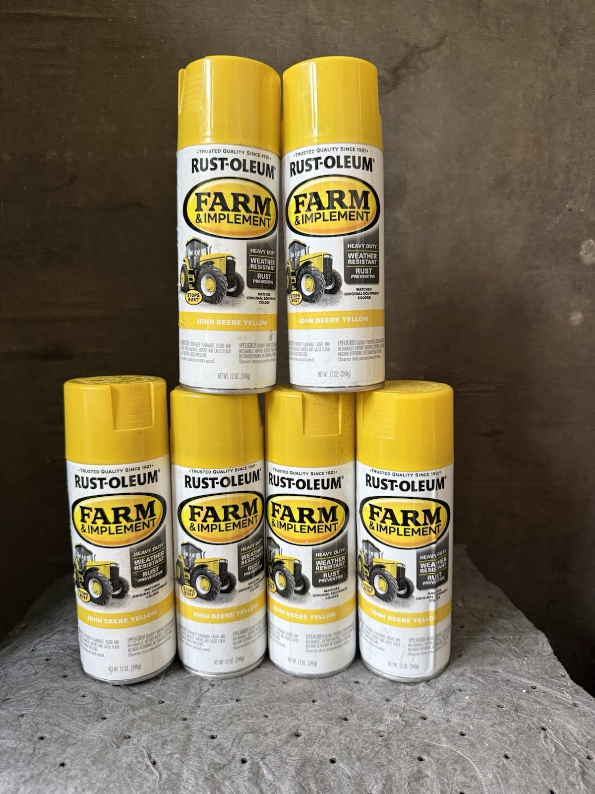 6 Cans Rust-Oleum John Deere Yellow Spray Paint