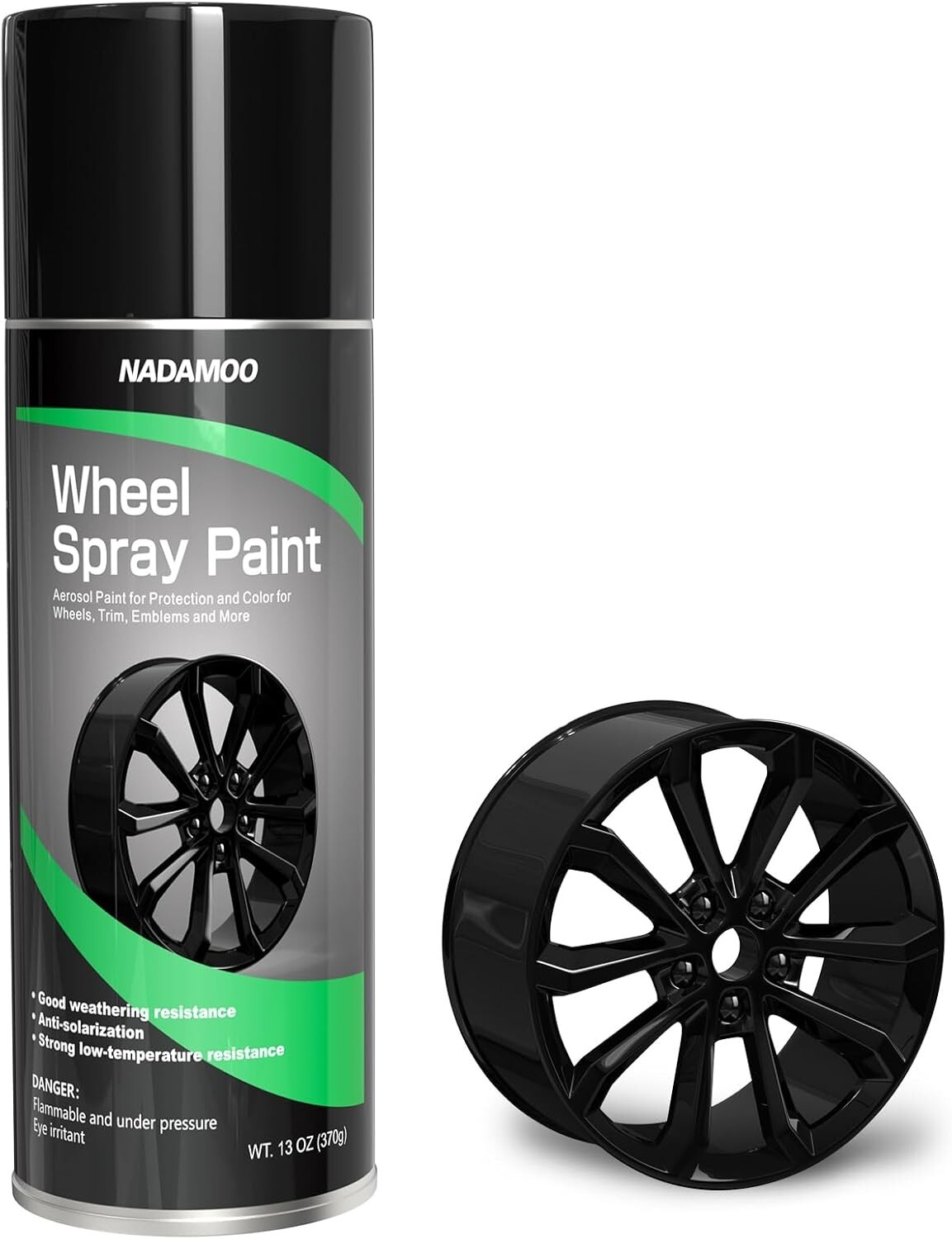 Gloss Black Aluminum Wheel Spray Paint – 13 Oz Aerosol for Car Rims