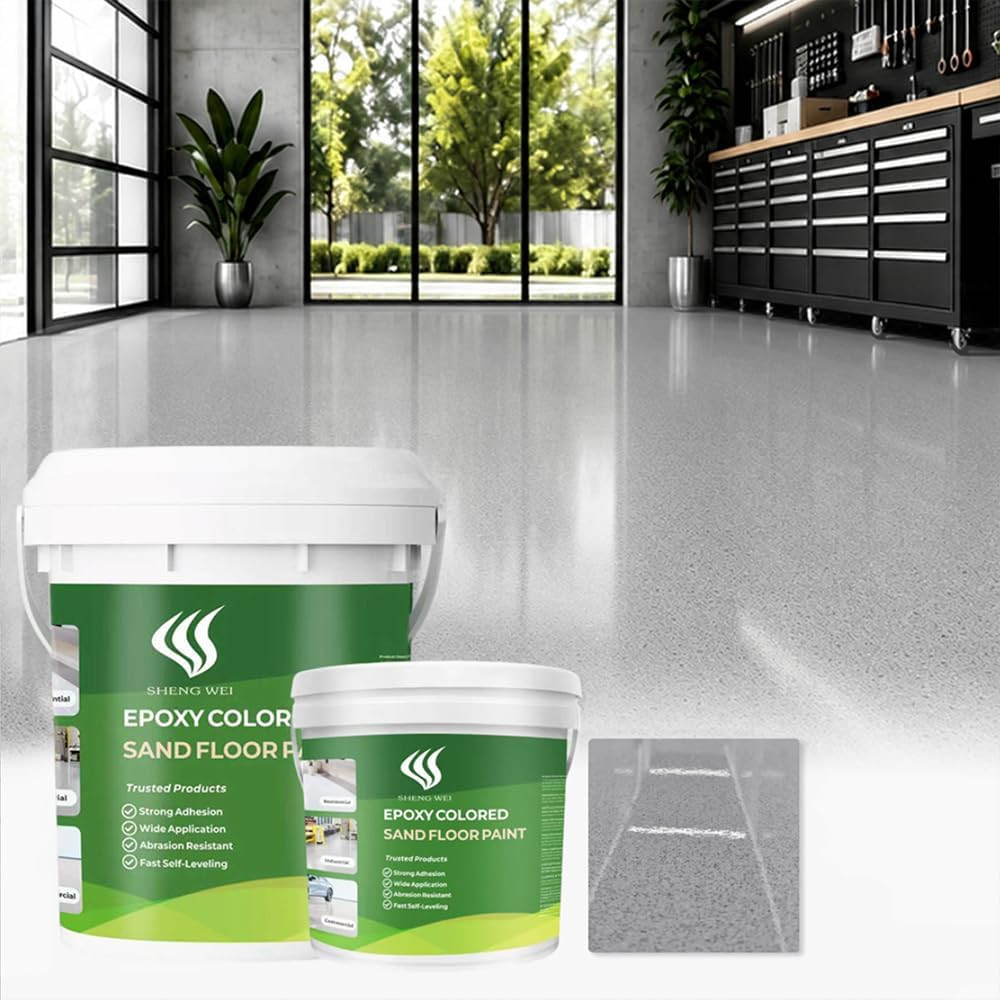 Self Leveling Epoxy Color Sand Floor Paint with Marble Texture Finish, 1 Gallon,