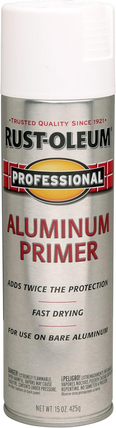 Rust-Oleum 254170 Professional Aluminum Primer Spray, 15 oz, Flat White